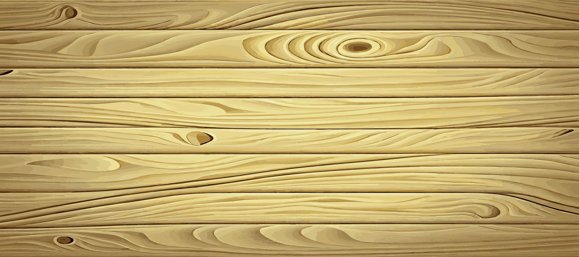 Panoramic light wood texture with knots, plank background - Vector