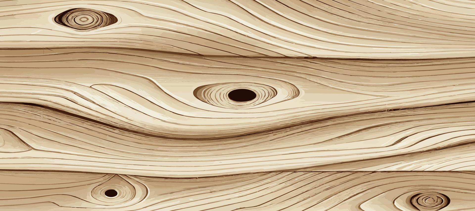 Panoramic texture of light wood with knots - Vector