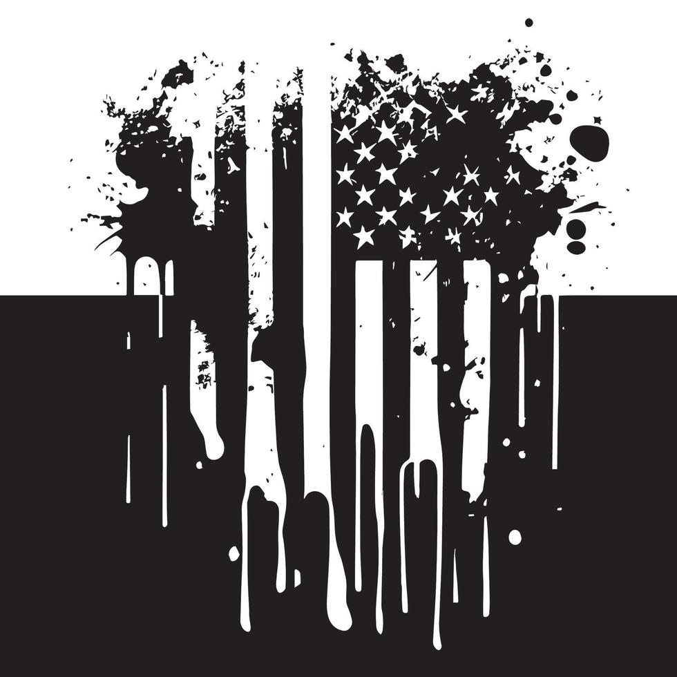 Black and white realistic abstract flag of America, country independence day, national traditions - Vector