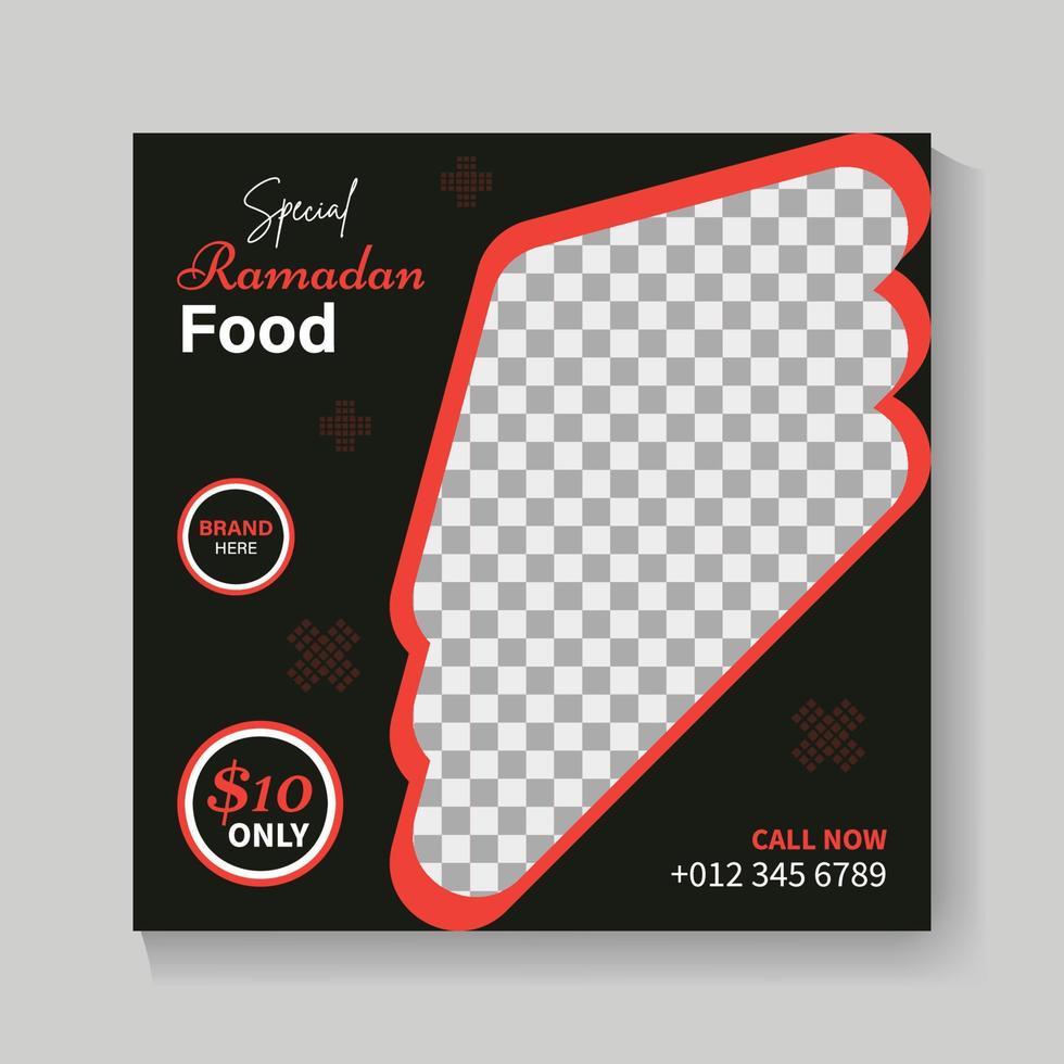 plantilla especial de publicación de redes sociales de venta de comida de ramadán vector