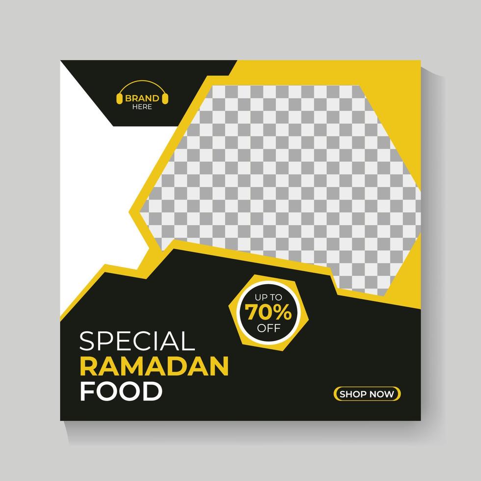 plantilla especial de publicación de redes sociales de venta de comida de ramadán vector