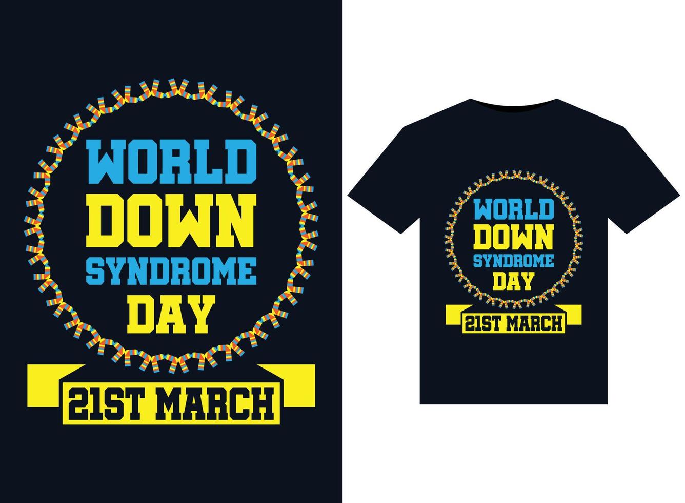 día mundial del síndrome de down 21 de marzo ilustraciones para el diseño de camisetas listas para imprimir vector