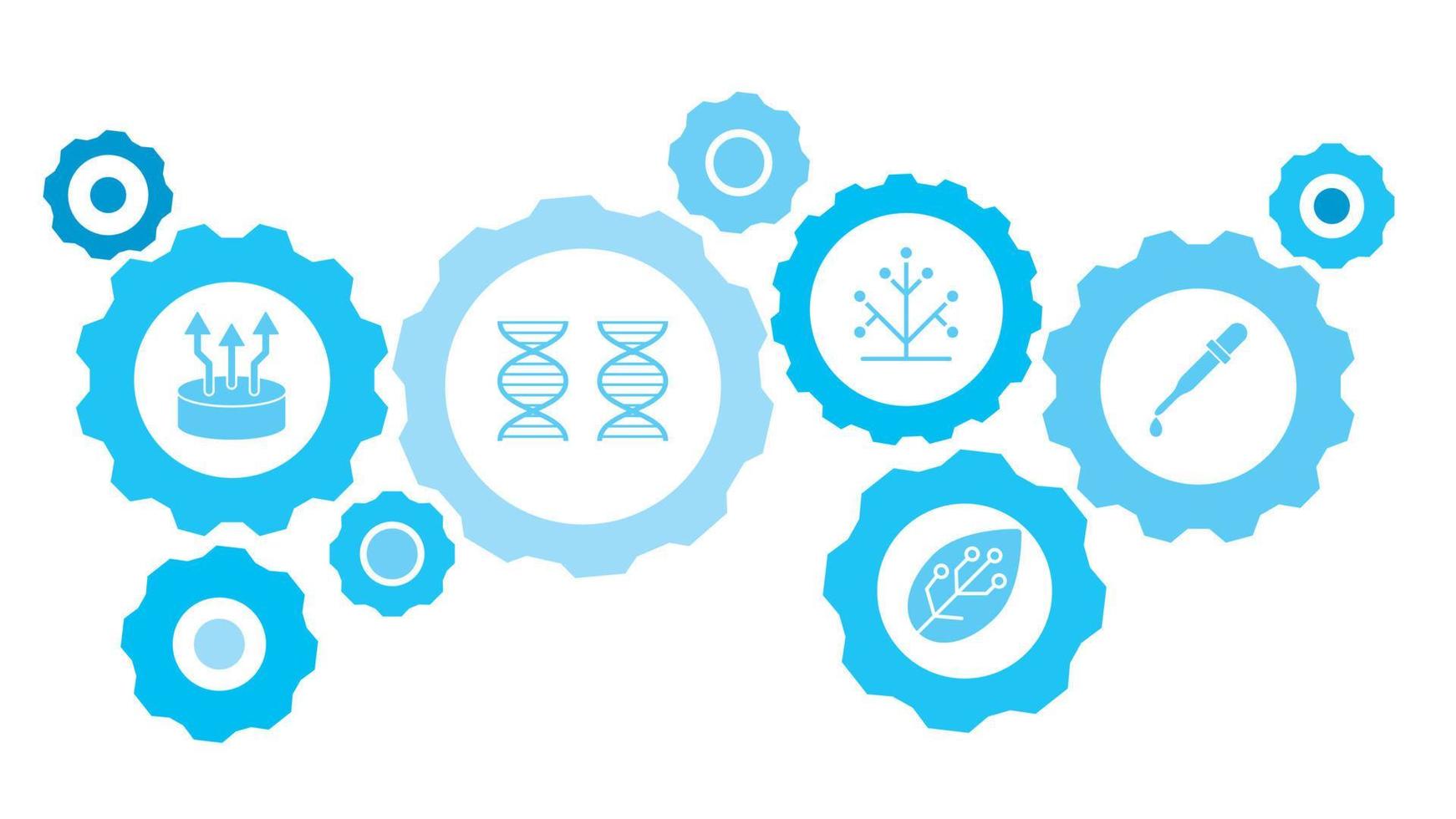 conjunto de iconos azules de engranaje cuentagotas. engranajes conectados e íconos vectoriales para logística, servicio, envío, distribución, transporte, mercado, conceptos de comunicación. sobre fondo blanco vector