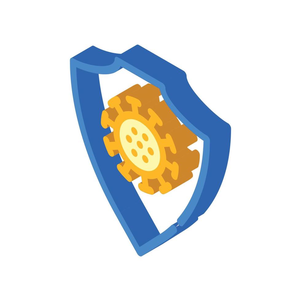 anti-virus protection shield isometric icon vector illustration