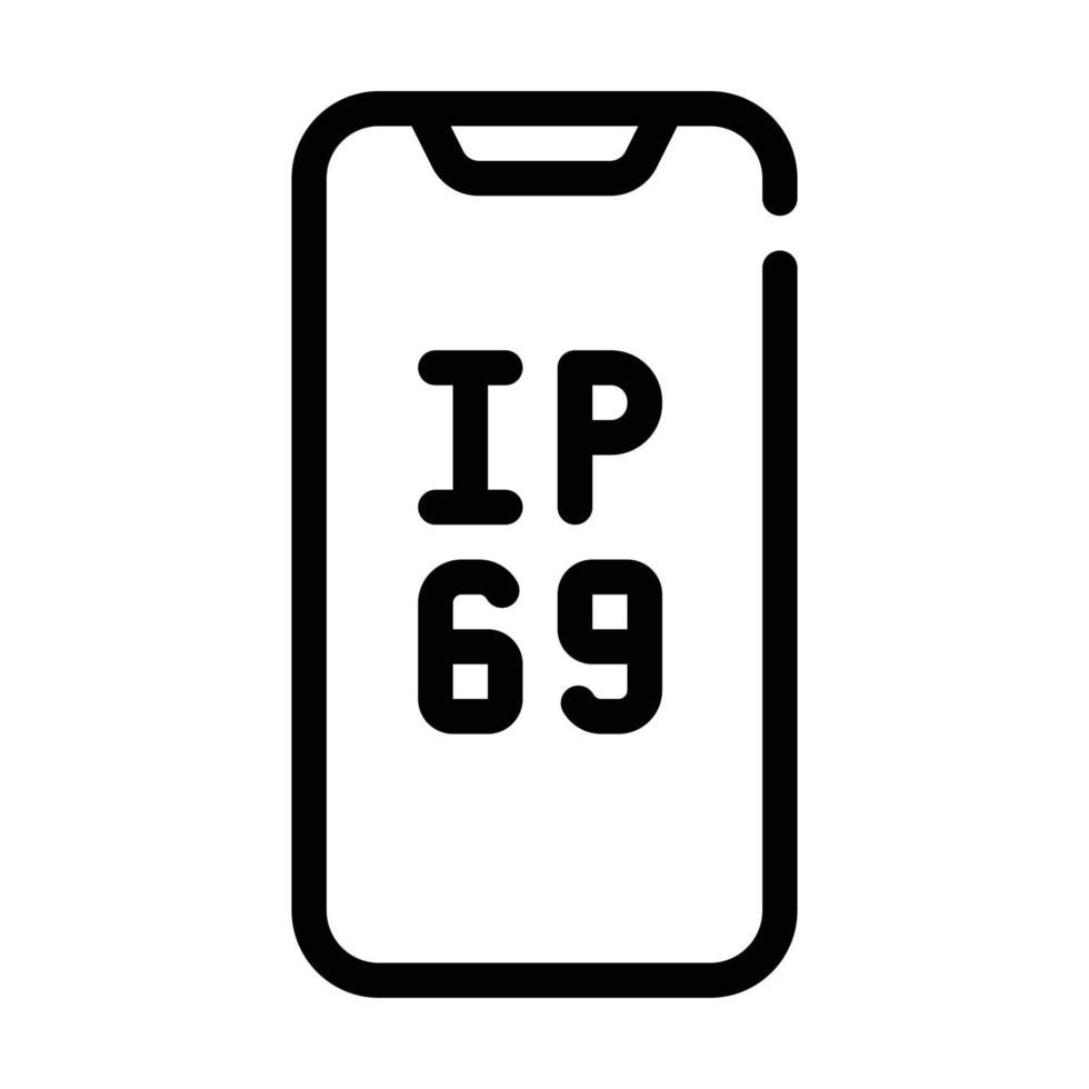 ip69 smartphone protección impermeable línea icono vector ilustración