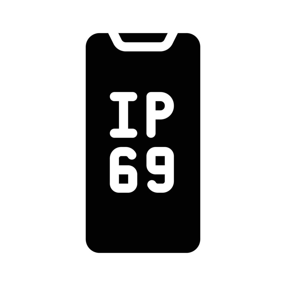 ip69 smartphone protección impermeable glifo icono vector ilustración