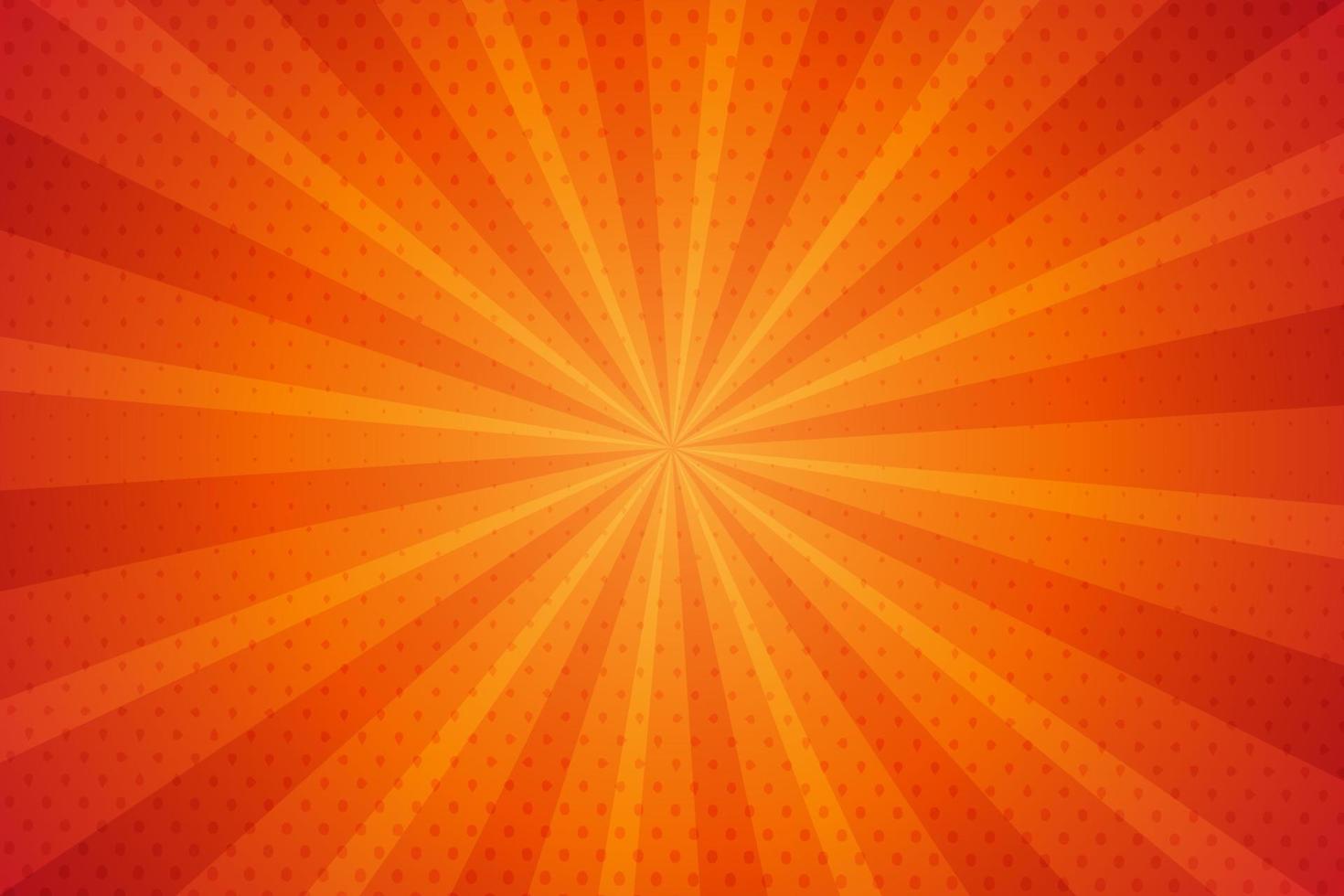 Fondo de rayos de sol de semitono naranja con rayos, ilustración vectorial vector