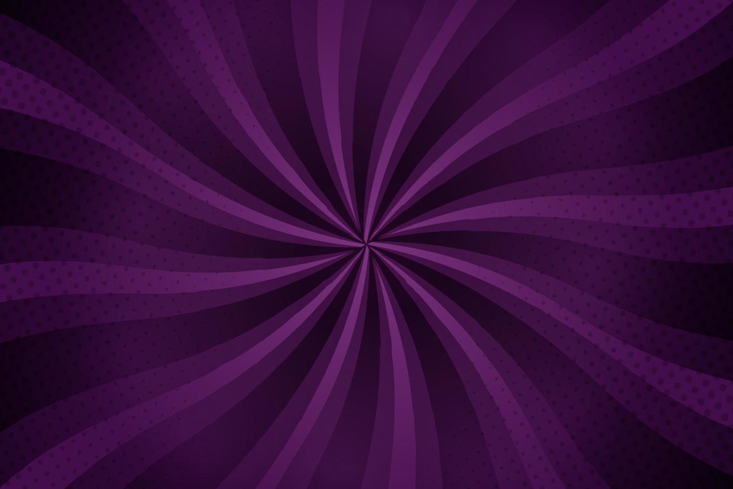 Dark purple halftone burst radial background with rays, vector illustration