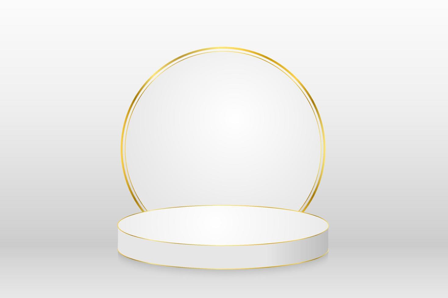 Clean white and gold 3d podium on white background, vector illustration