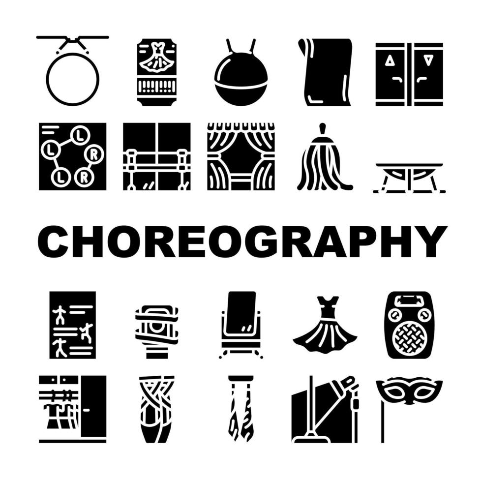 Choreography Dance Collection Icons Set Vector