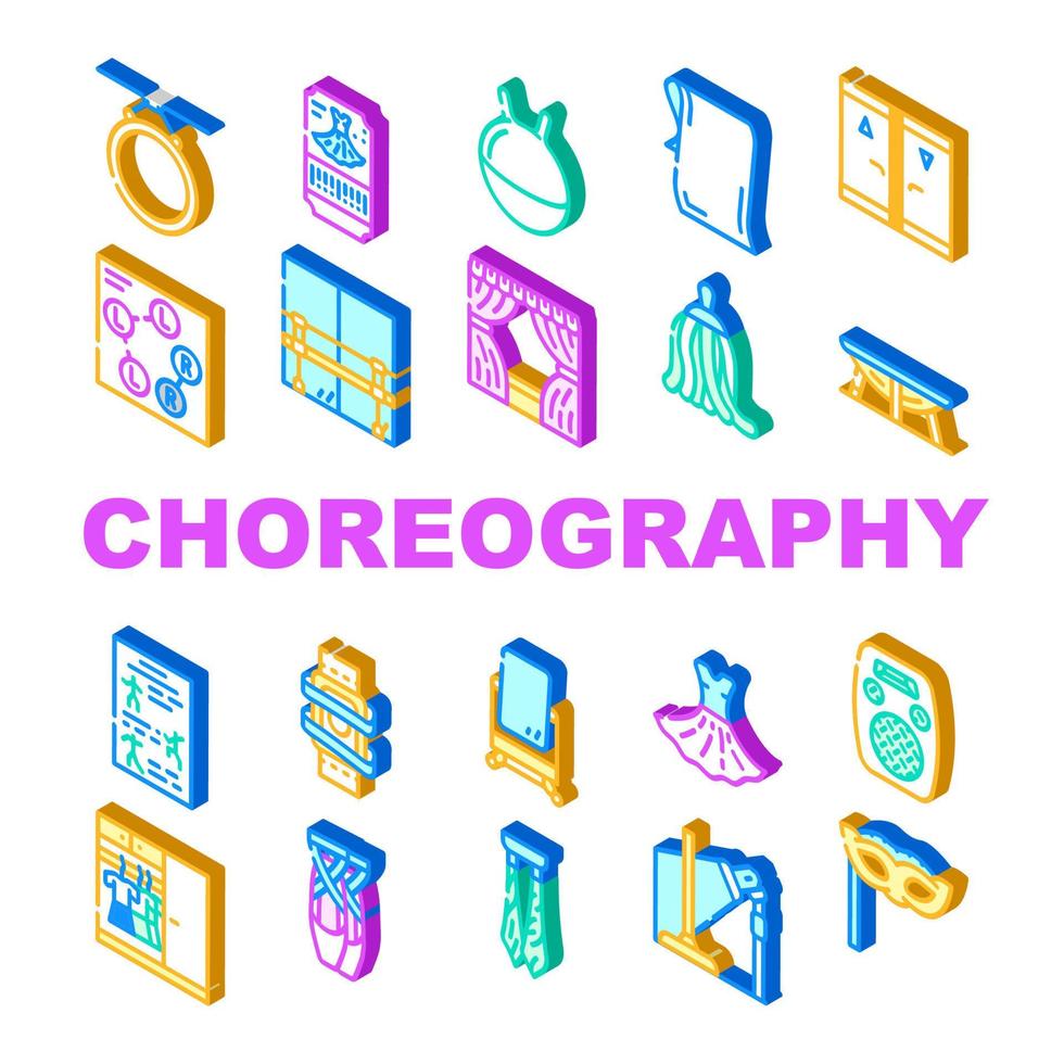 Choreography Dance Collection Icons Set Vector