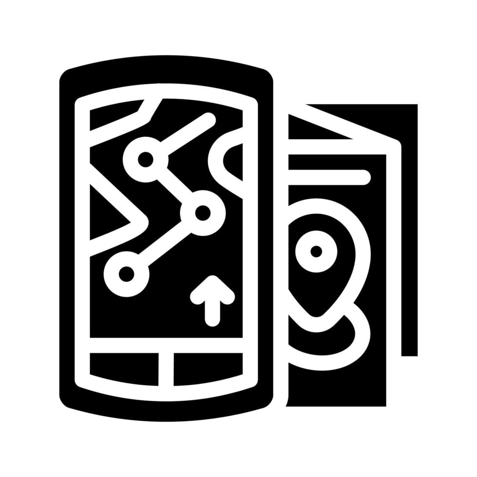 electronic and paper maps glyph icon vector illustration