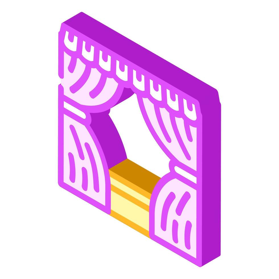scene with curtains isometric icon vector illustration