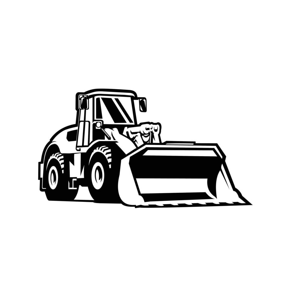 Bulldozer Silhouette Monochrome Vector Isolated