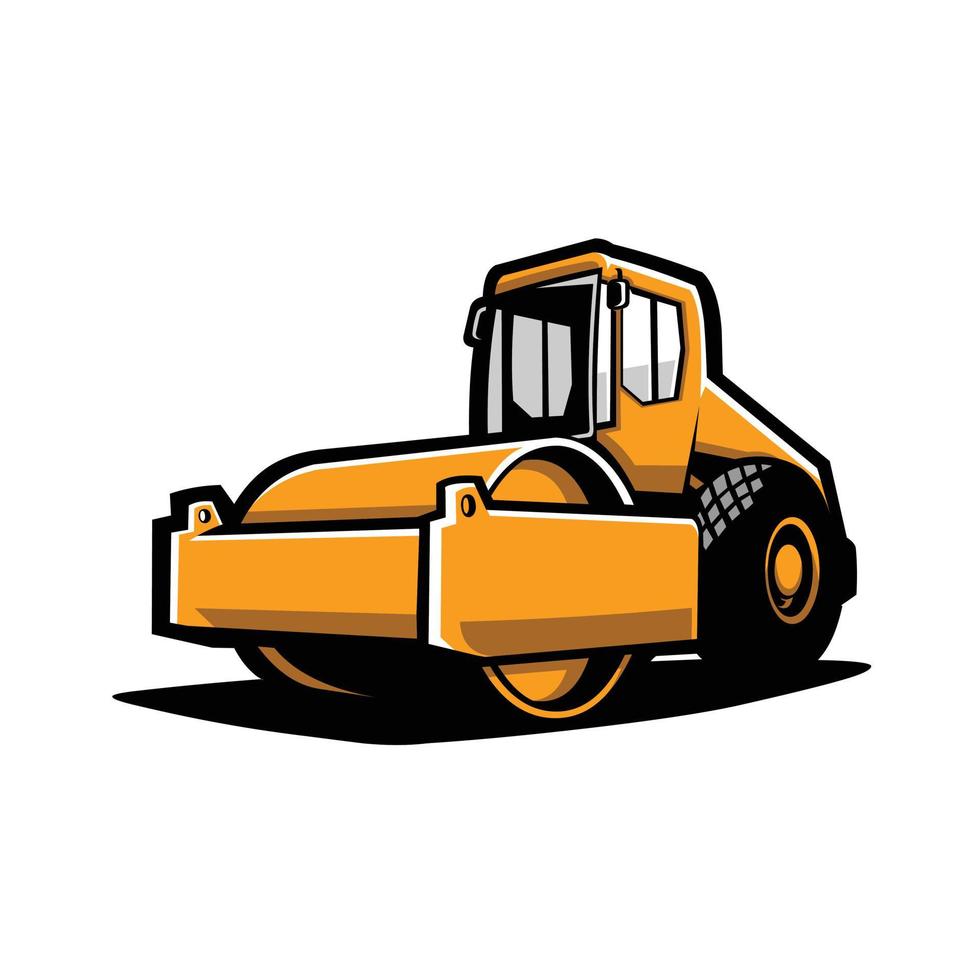 Road roller construction vector art isolated