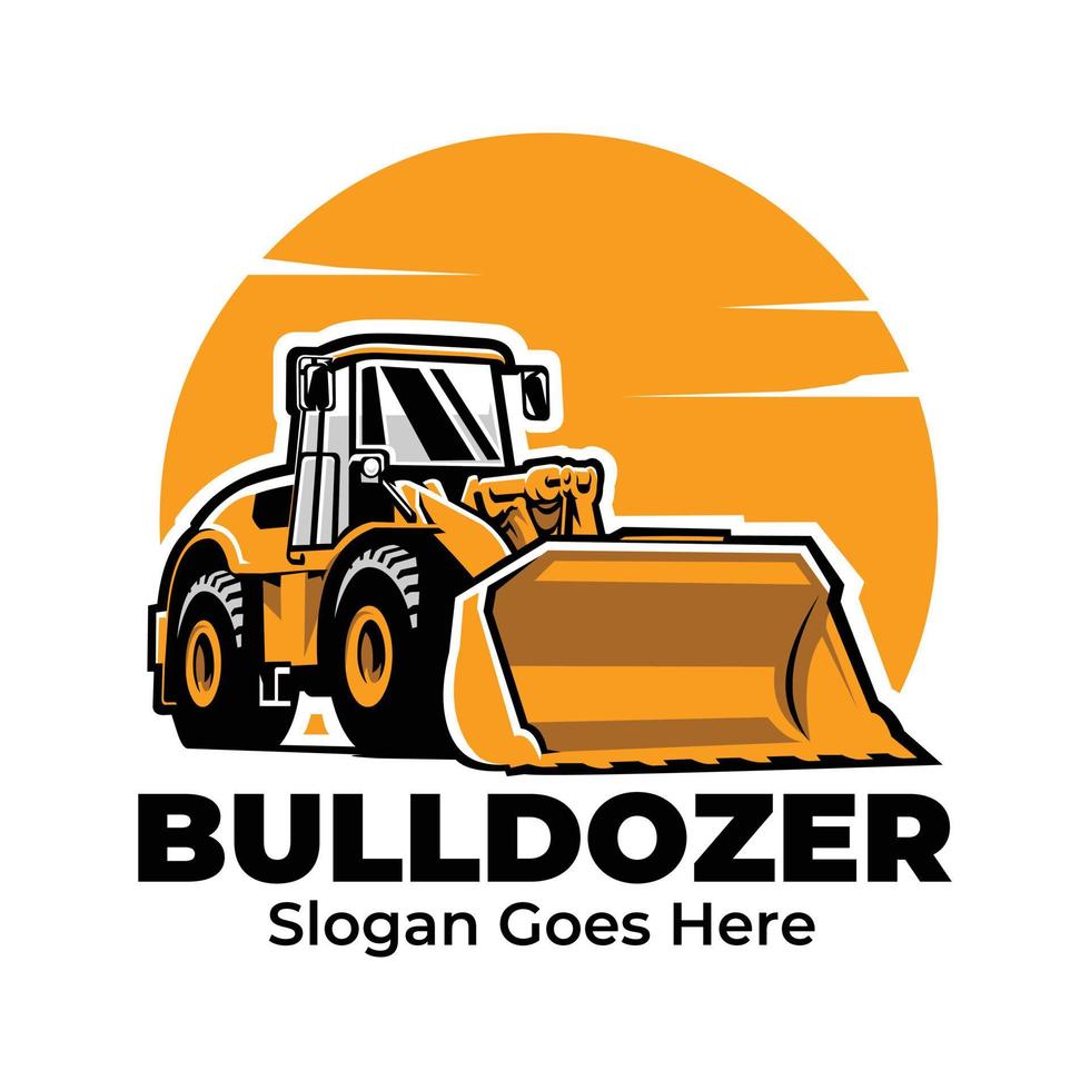 arte de vector de logotipo bulldozer premium aislado