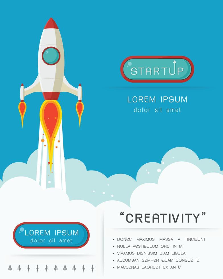Rocket launch flyer template vector