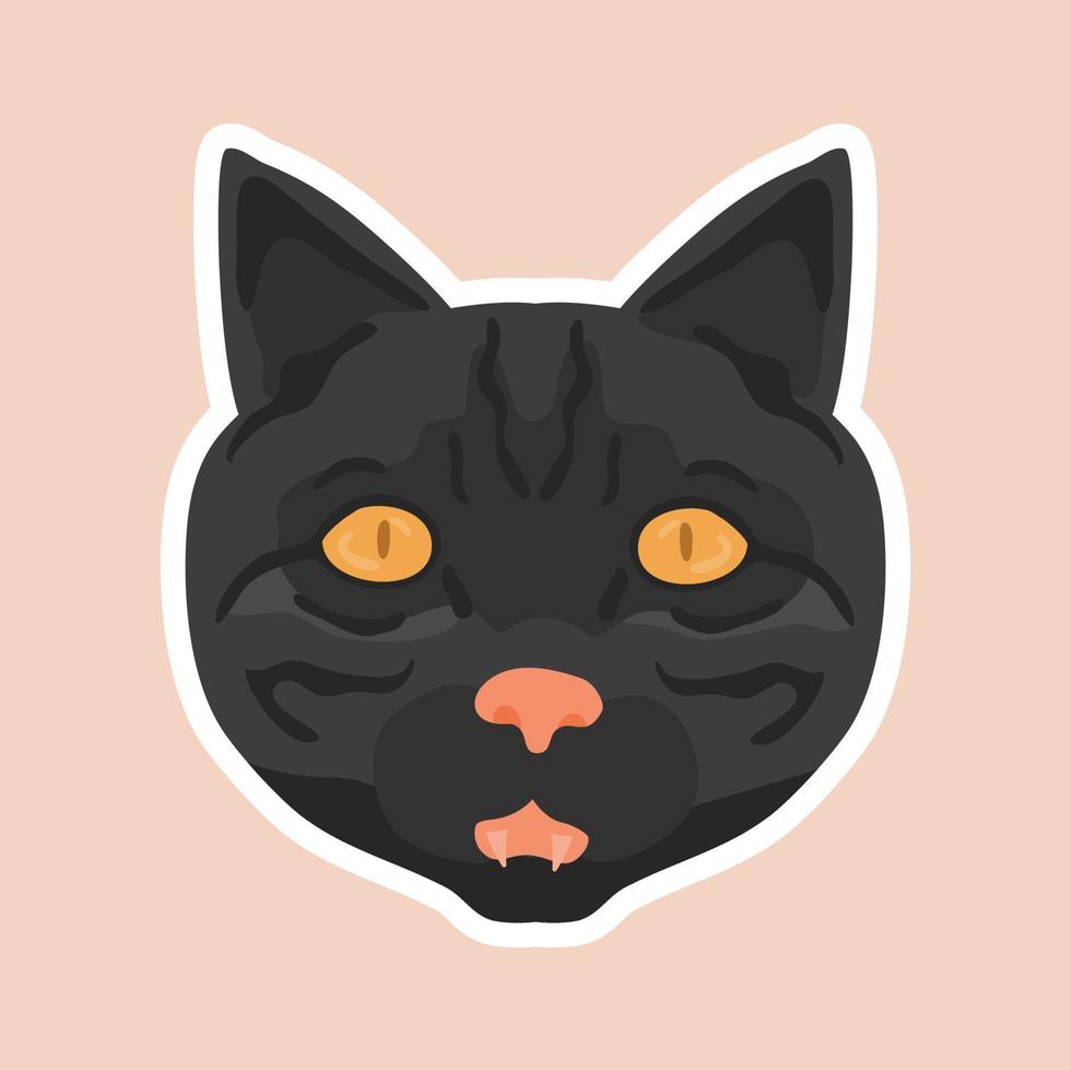 ilustración de la cabeza de un gato con técnica dibujada a mano vector