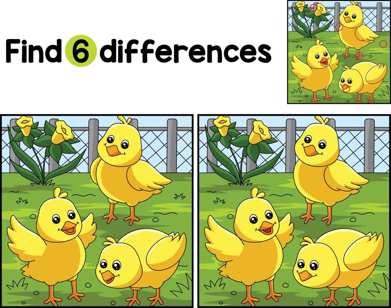 Chicks Farm Find The Differences vector