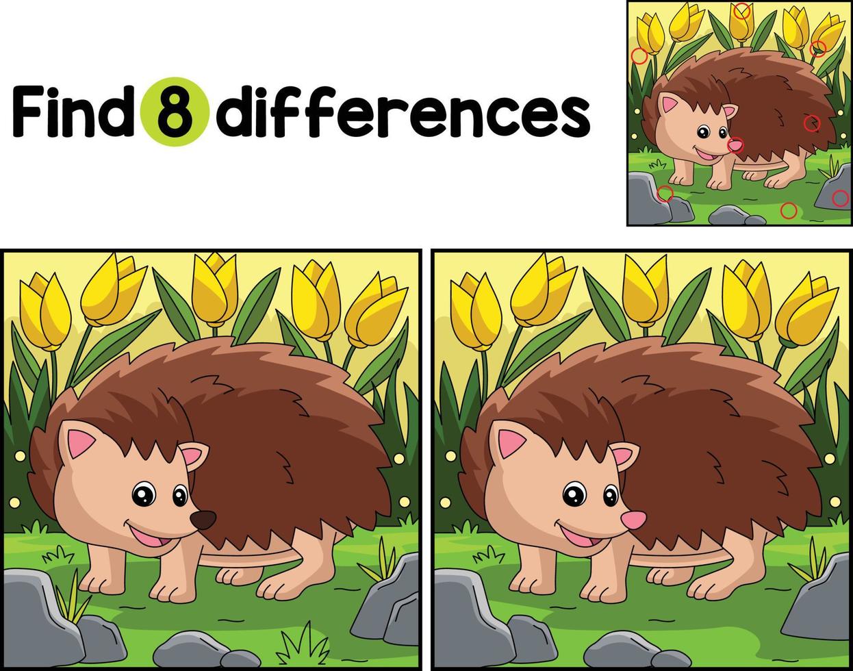 Hedgehog Farm Find The Differences vector