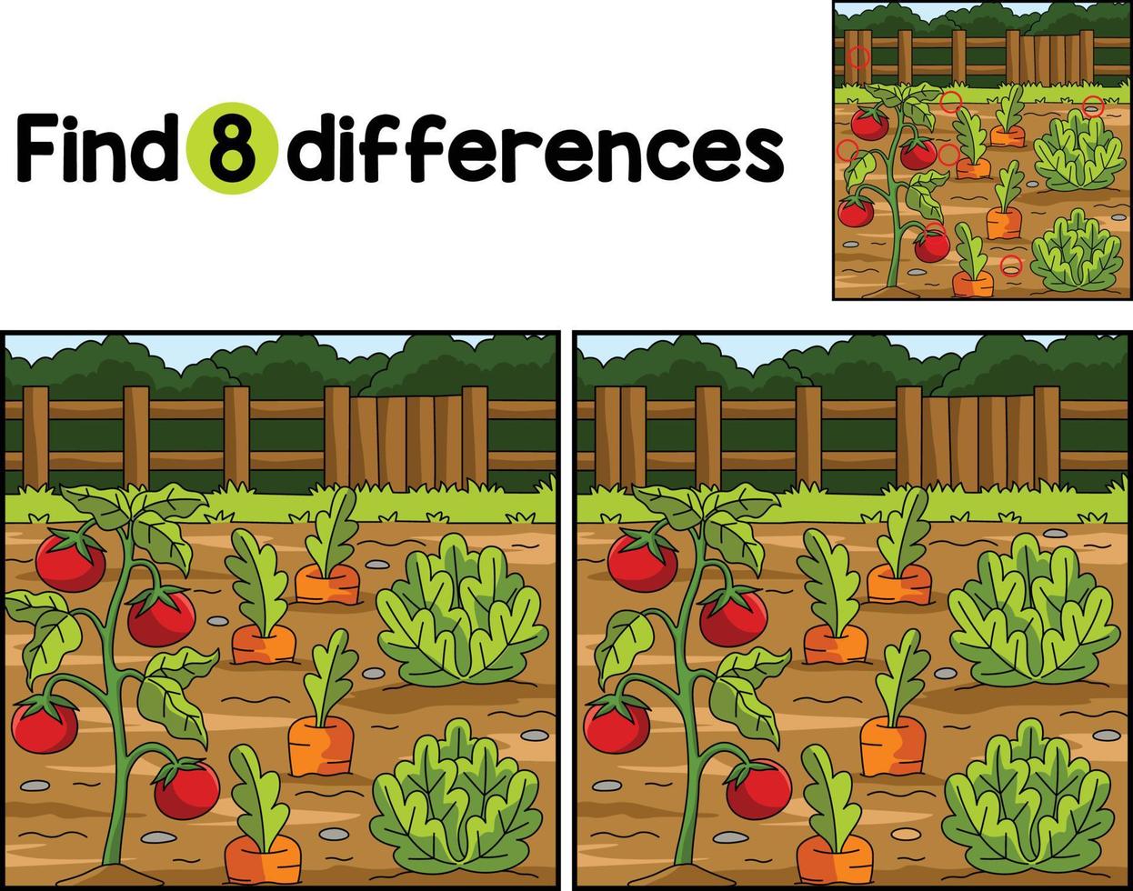 Vegetables Field Farm Find The Differences vector