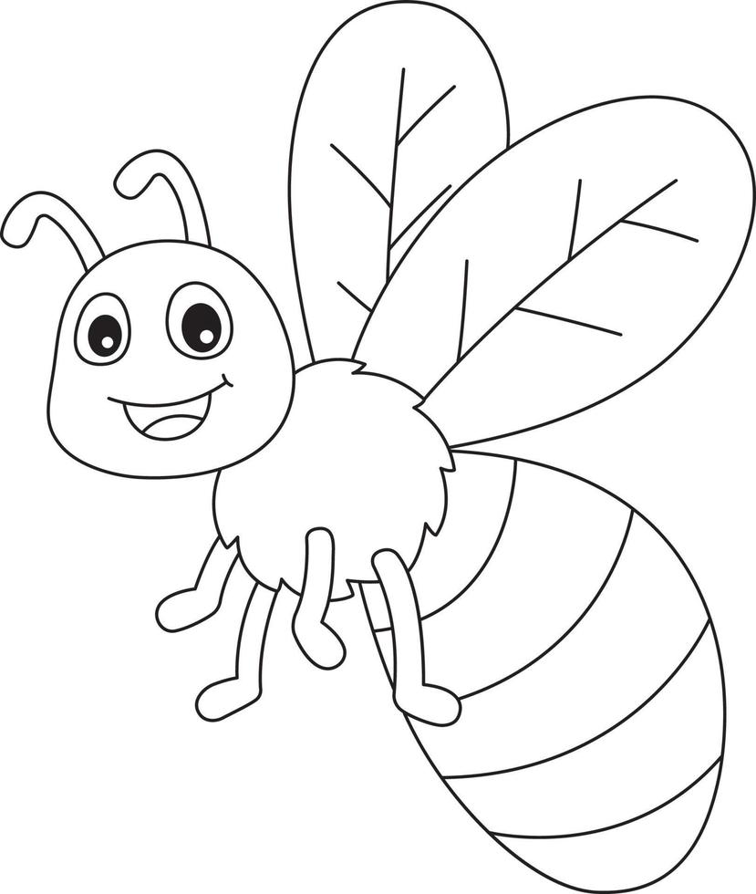 Spring Bee Isolated Coloring Page for Kids vector