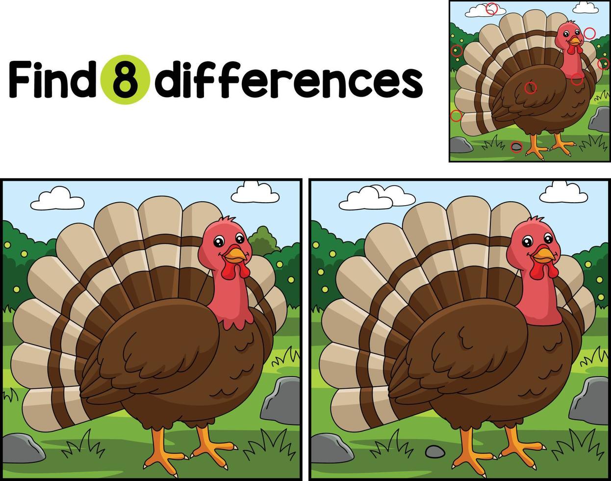 Turkey Farm Find The Differences vector