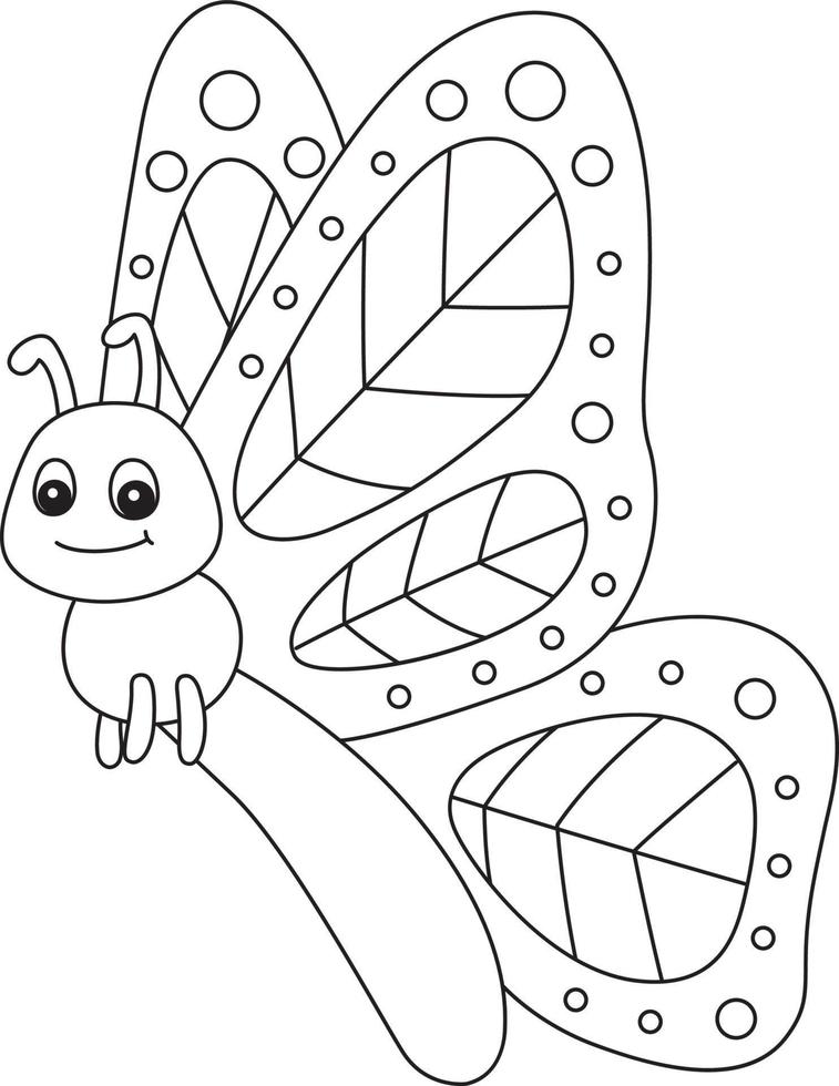 Spring Butterfly Isolated Coloring Page for Kids vector