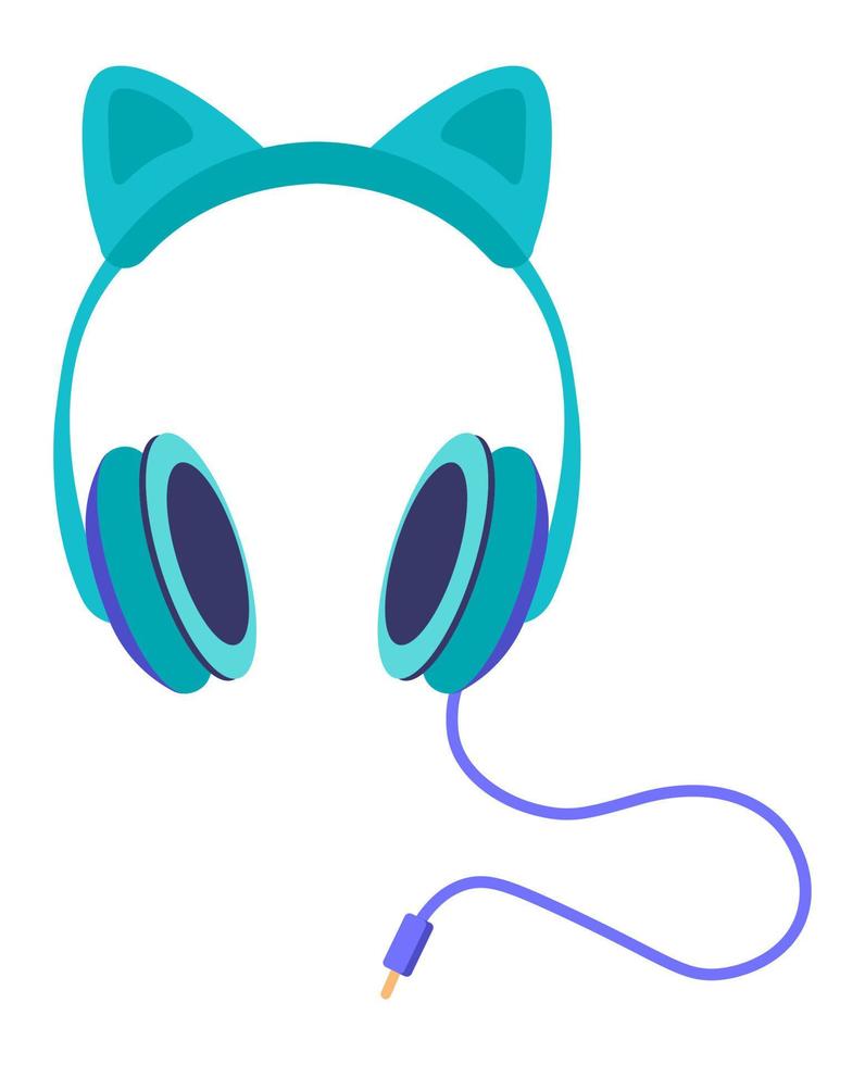 Cute headphones with cat ears, gadget accessory vector