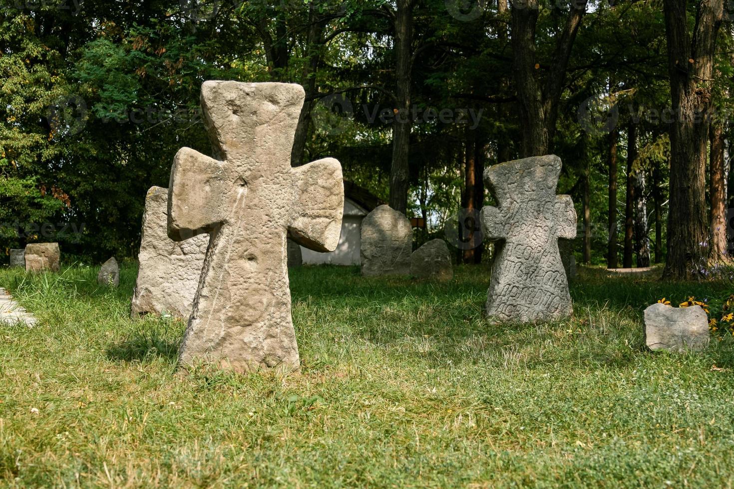 Ancient stone crosses photo