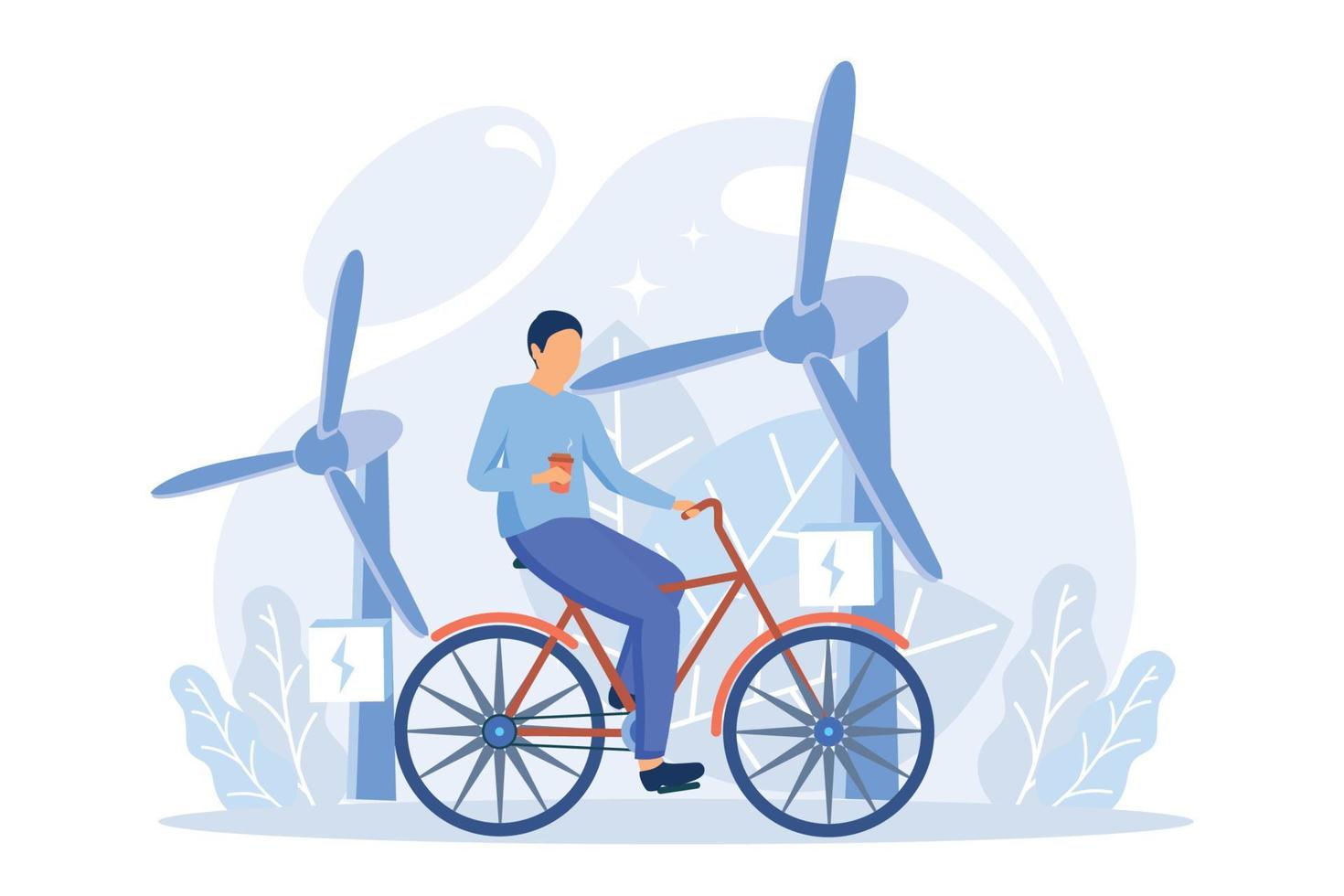 Circular economy illustration. Sustainable economic growth with renewable energy and natural resources. Green energy, sustainable industry and manufacturing concept. Flat vector modern illustration.