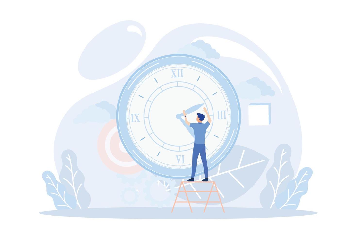 Business management illustration. Characters planning schedule, managing to do tasks and time. Time management and schedule organization concept. Flat vector modern illustration