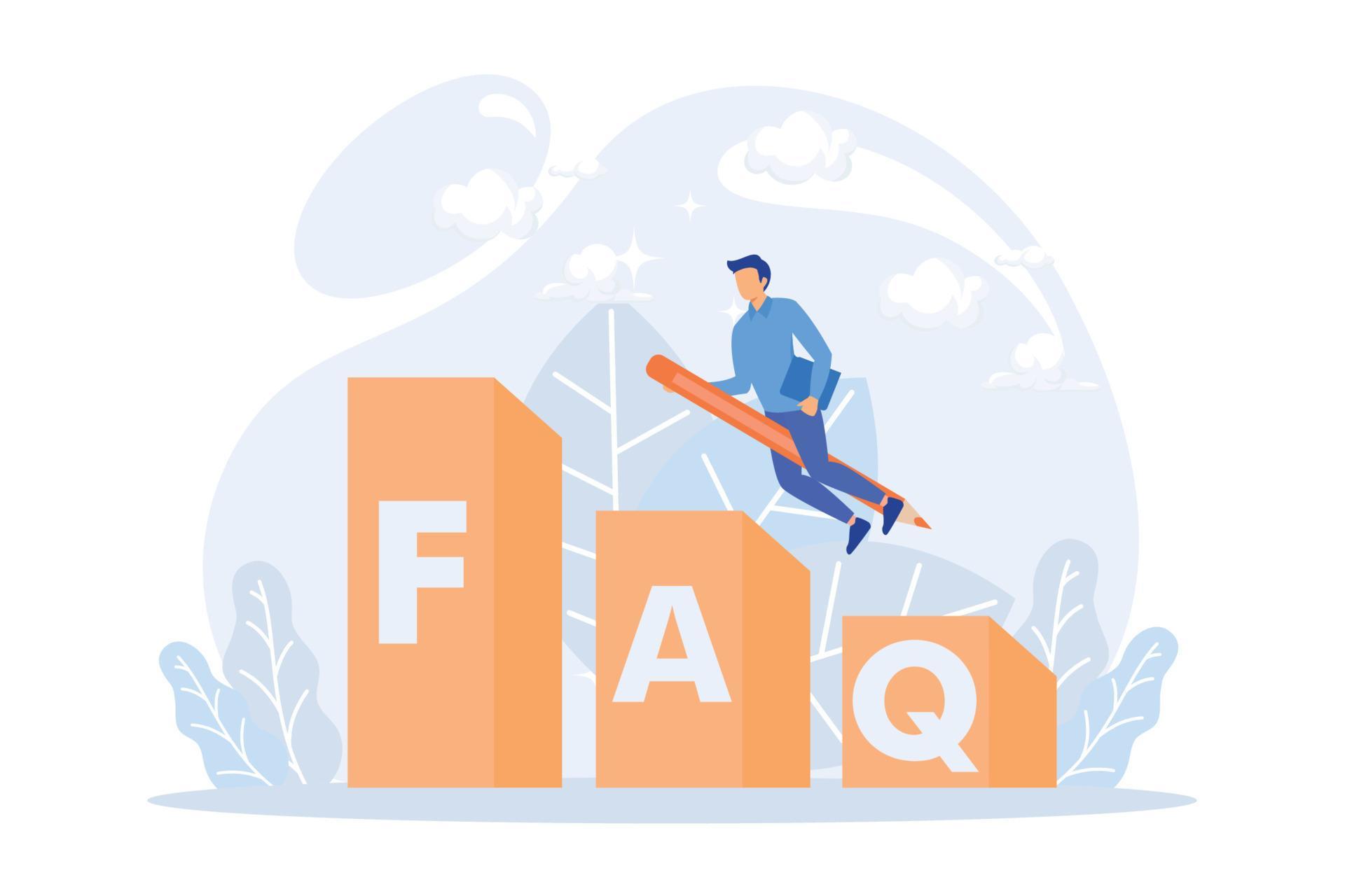 Frequency asked questions and helpdesk illustration. Characters