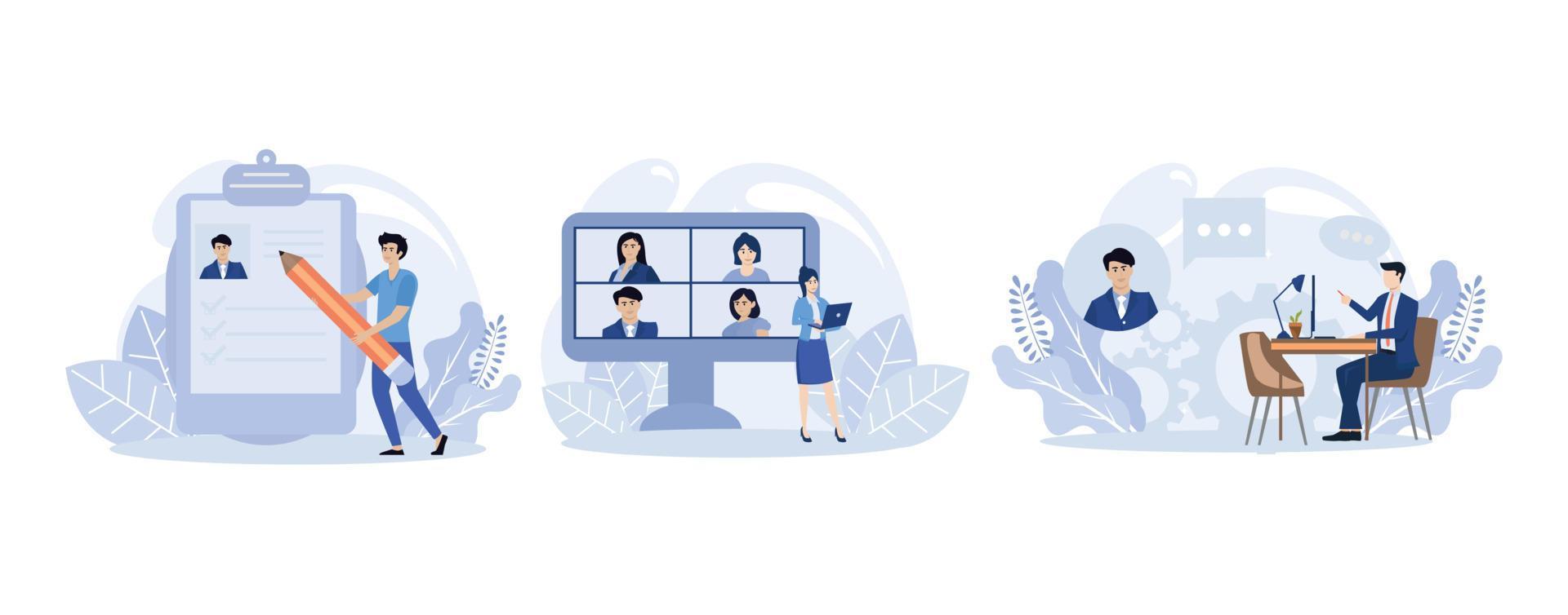 Hiring illustration. Hr manager searching potential job candidates ...