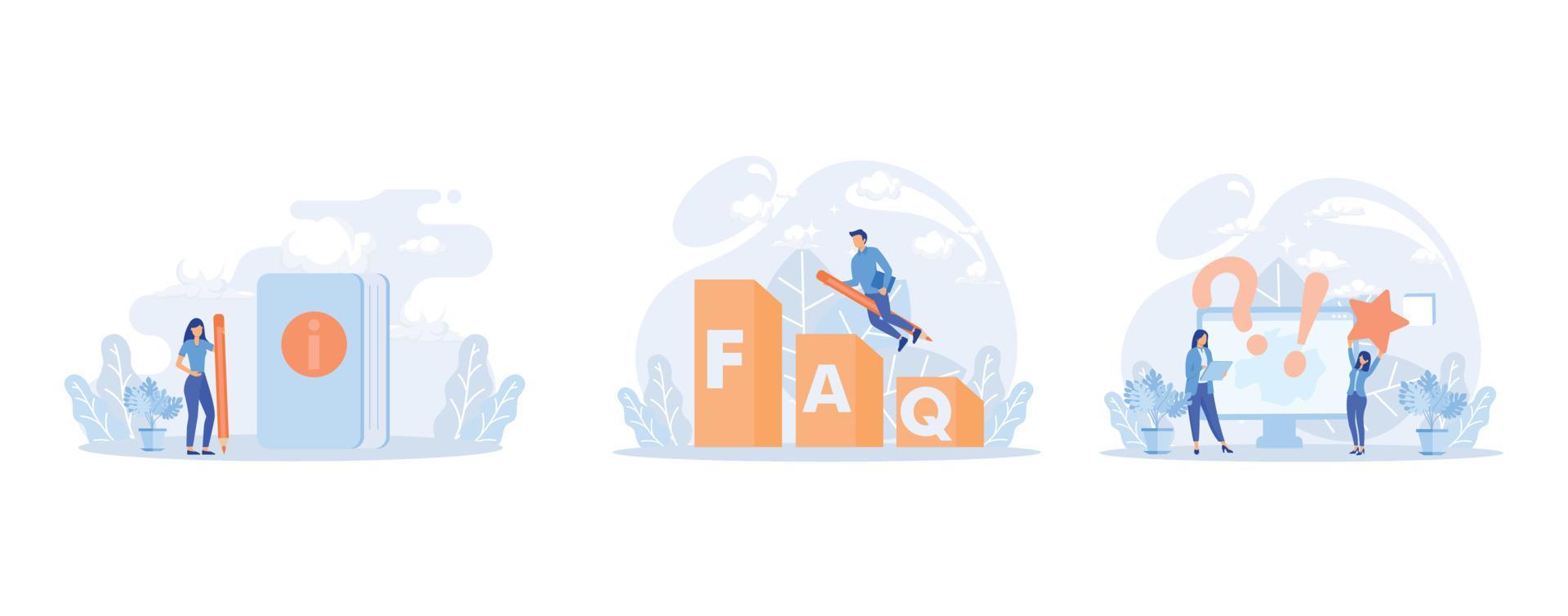 Frequency asked questions and helpdesk illustration. Characters