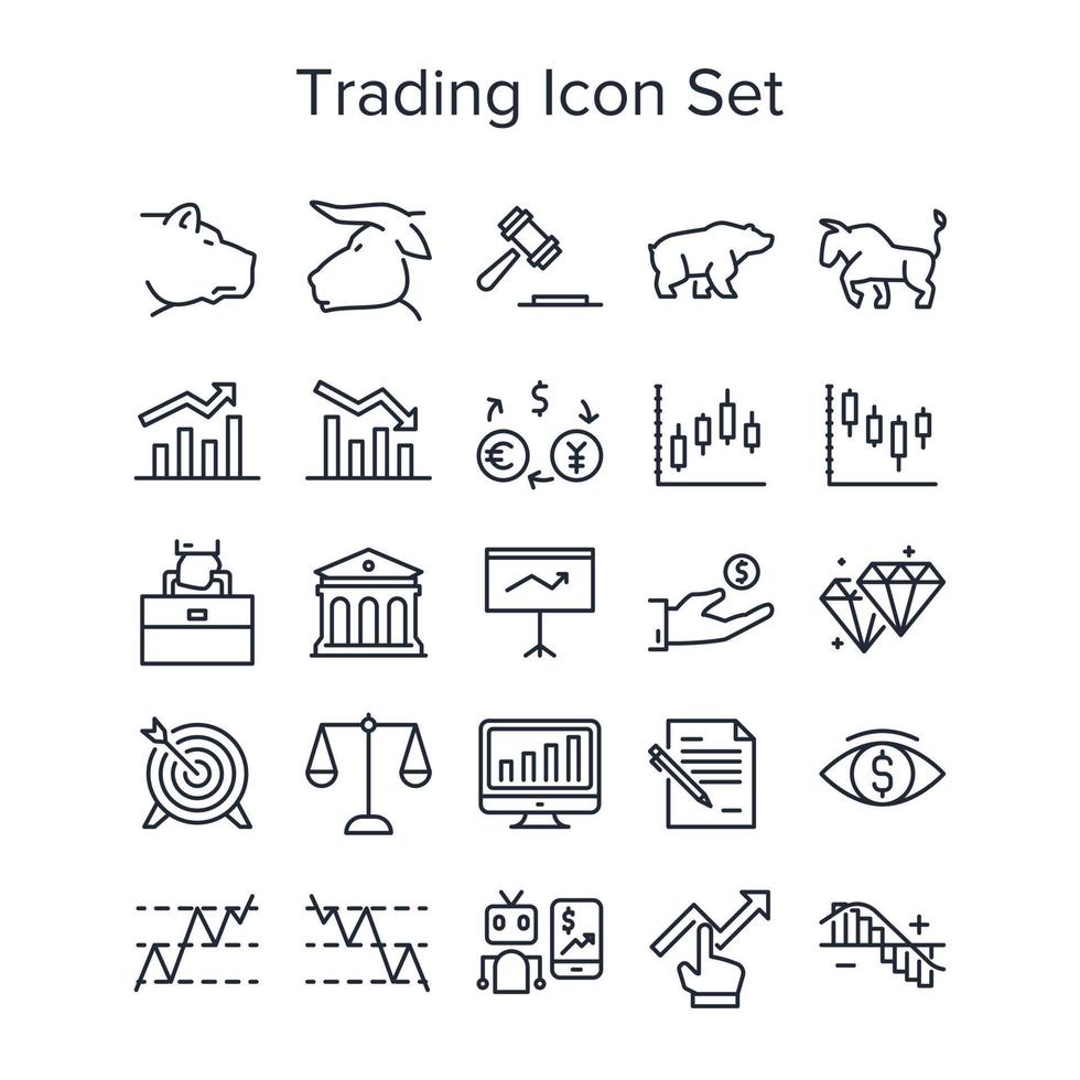 Stock market trading icon set vector