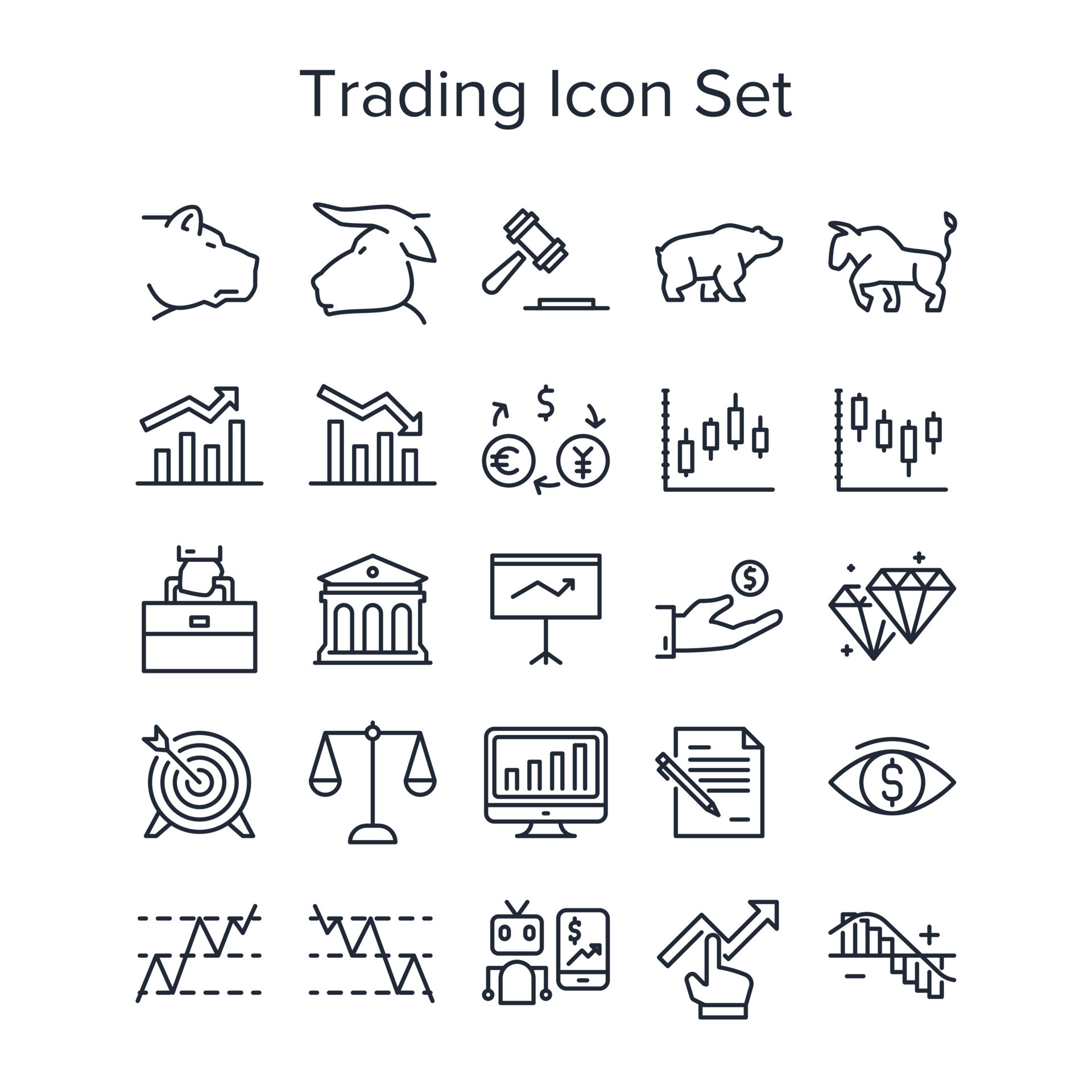 Stock market trading icon set 17585194 Vector Art at Vecteezy