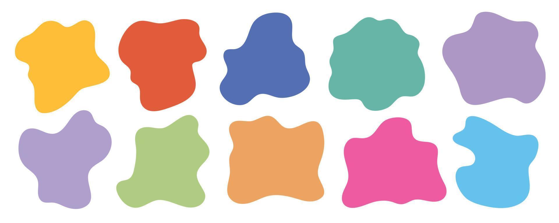 Organic colorful blob shape isolated on transparent background. Abstract fluid shapes vector set, simple decoration forms