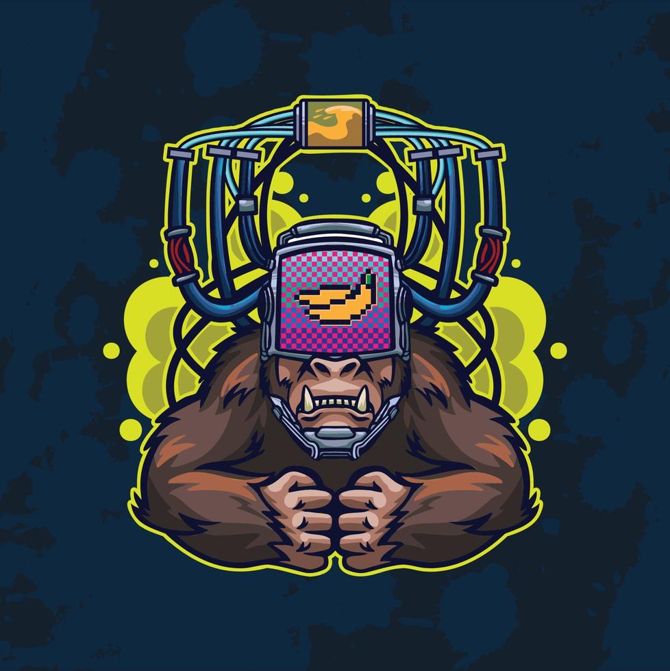 gorilla mascot logo design with modern illustration concept style for streetwear, emblem and t-shirt printing. vector