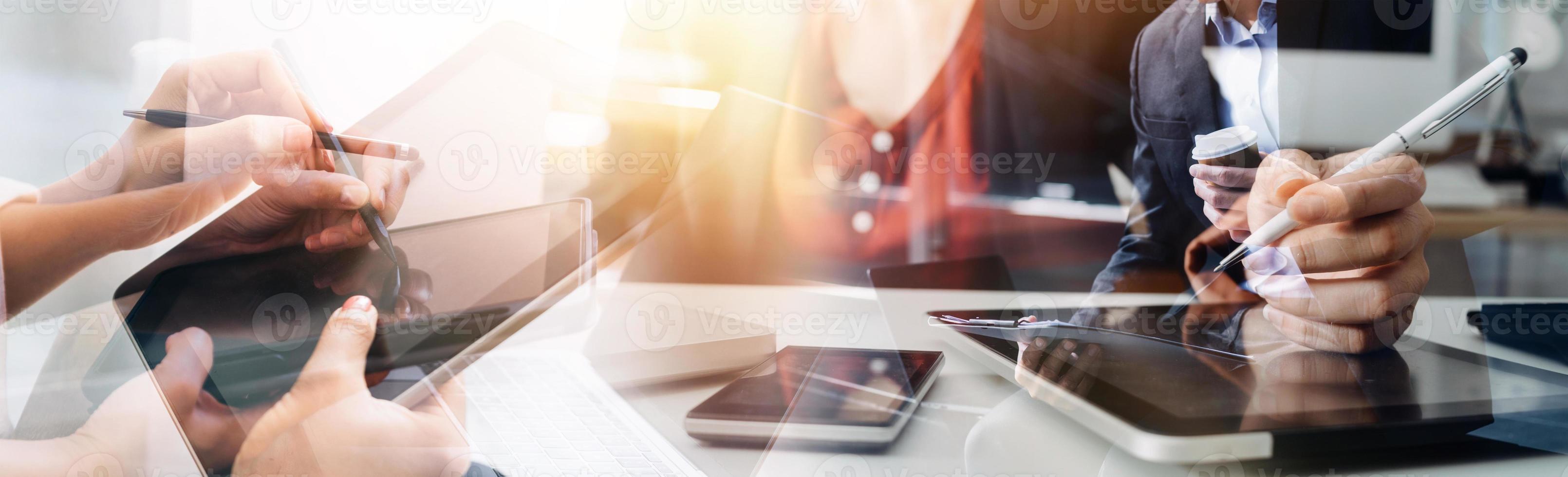 Businessman using mobile smart phone. Business global internet connection application technology and digital marketing, Financial and banking, Digital link tech, big data. photo