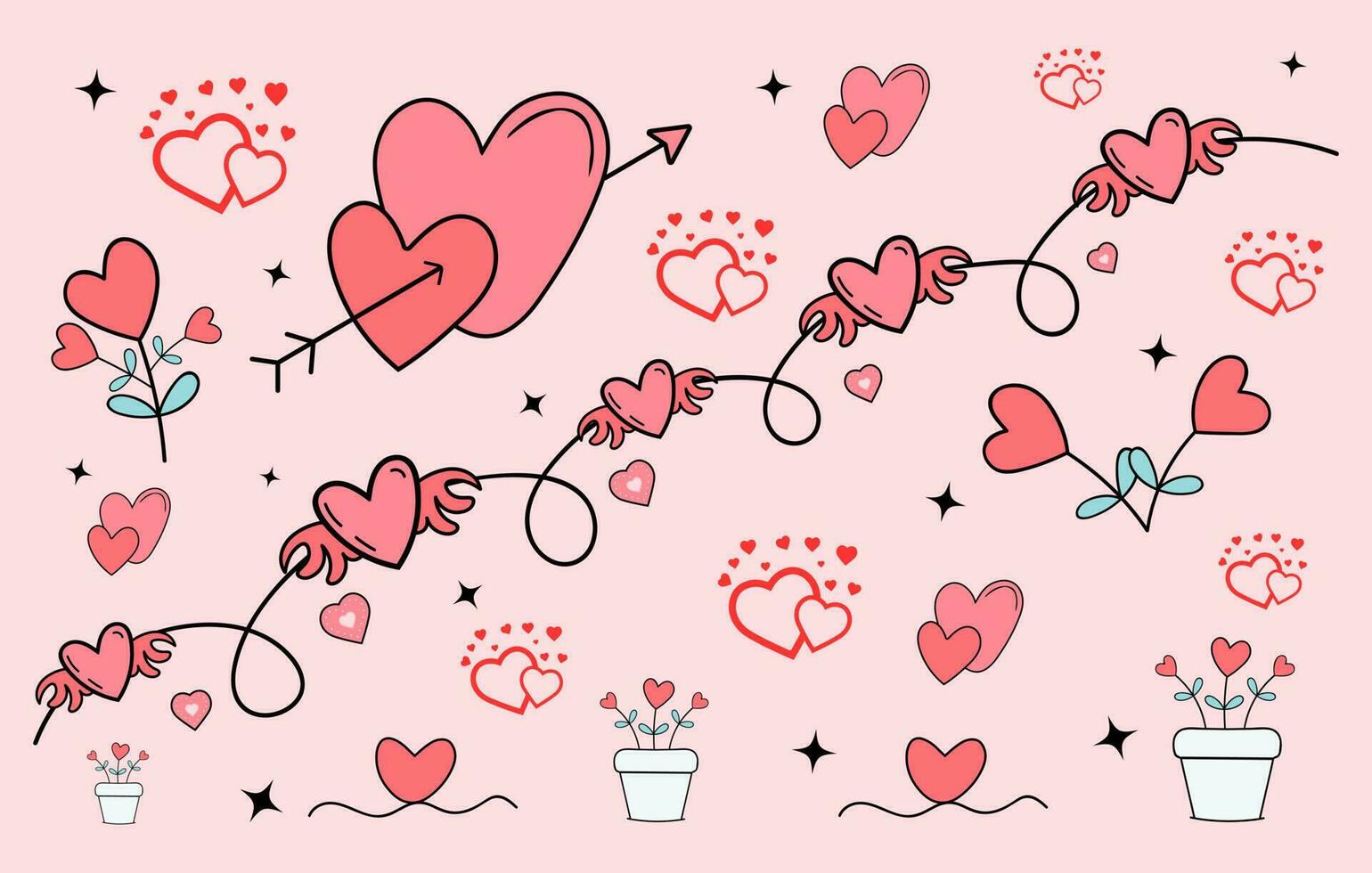 Love vector bundle free, love illustration set, Decorative love element, Love heart Clipart