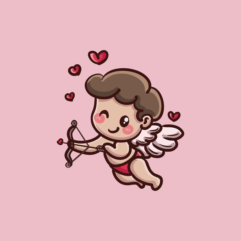Cute flat cupid character vector
