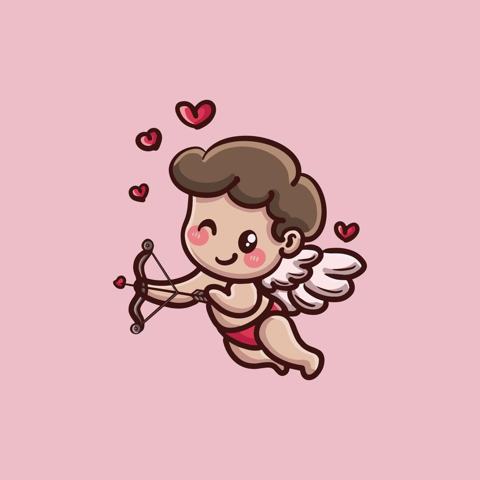 lindo personaje de cupido plano vector