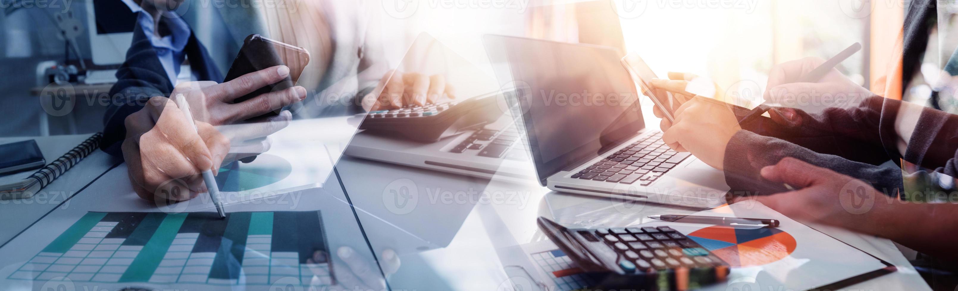 Businessman using mobile smart phone. Business global internet connection application technology and digital marketing, Financial and banking, Digital link tech, big data. photo
