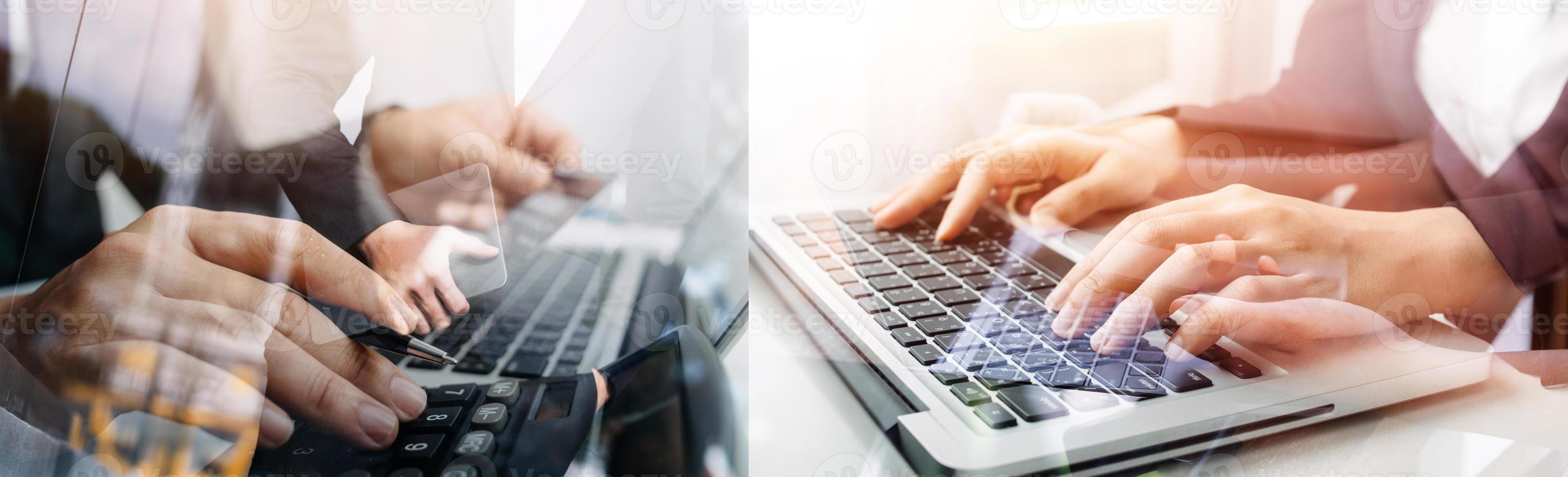 Businessman using mobile smart phone. Business global internet connection application technology and digital marketing, Financial and banking, Digital link tech, big data. photo