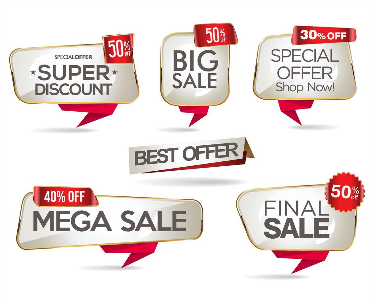 Super sale gold and white retro badges and labels collection vector