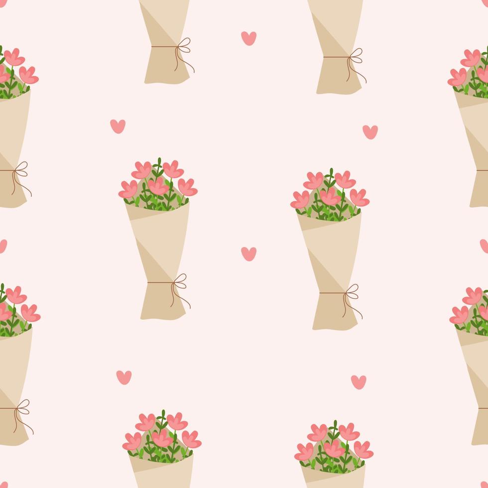 Cute pattern of a bouquet of flowers. Romantic background. Perfect for topics March 8, Valentines Day, Mothers day, birthday, festival, celebration. For wrapping paper, textile, fabric, card vector