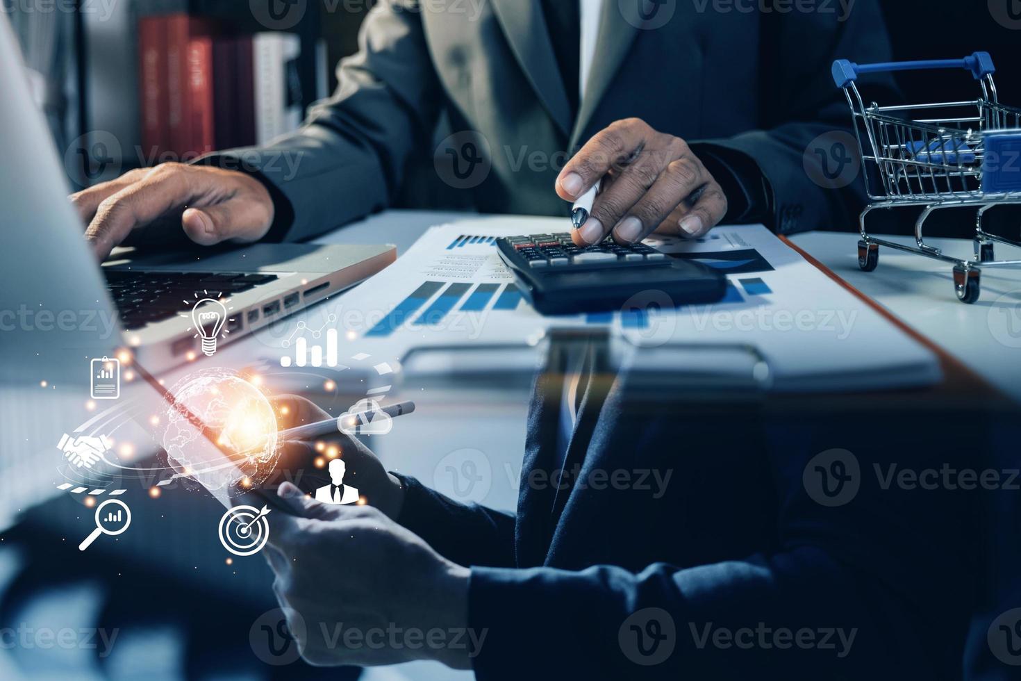 woman Hand holding virtual Global Internet connection metaverse. Business global internet connection application technology and digital marketing, Financial and banking, Digital link tech, big data. photo