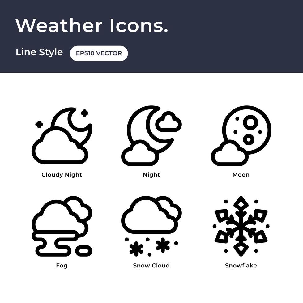 Weather Icons with line style vector