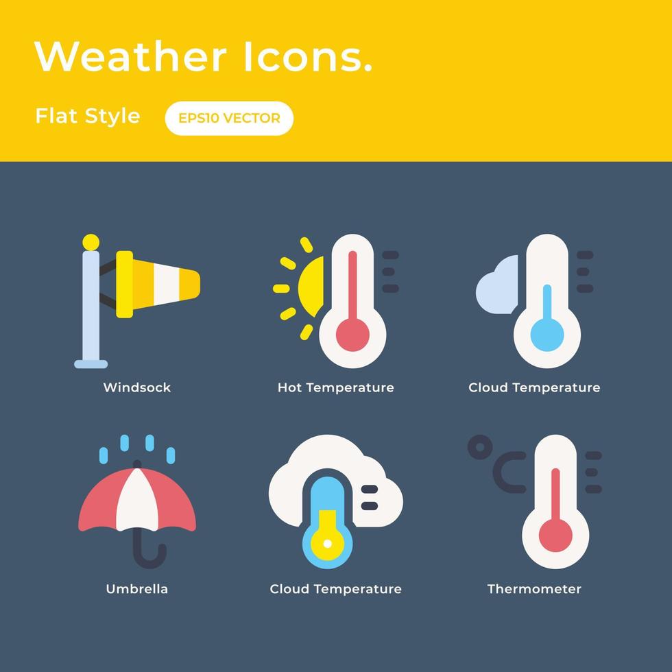 Weather Icons Set with Flat Style vector